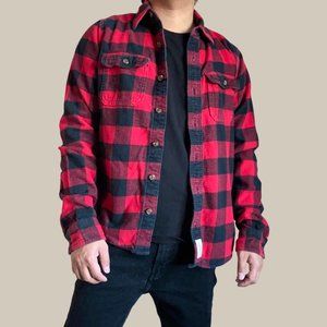 Abercrombie & Fitch Muscle Red Checkered Plaid Flannel Shirt